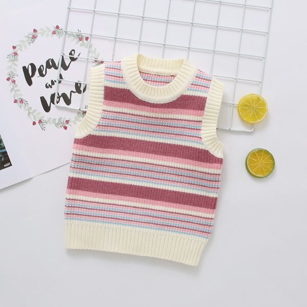 

Toddler Girls Striped Sweater Vest, Multicolor