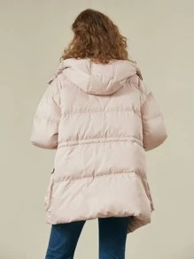 SHEIN EZwear 翻蓋口袋連帽羽絨服