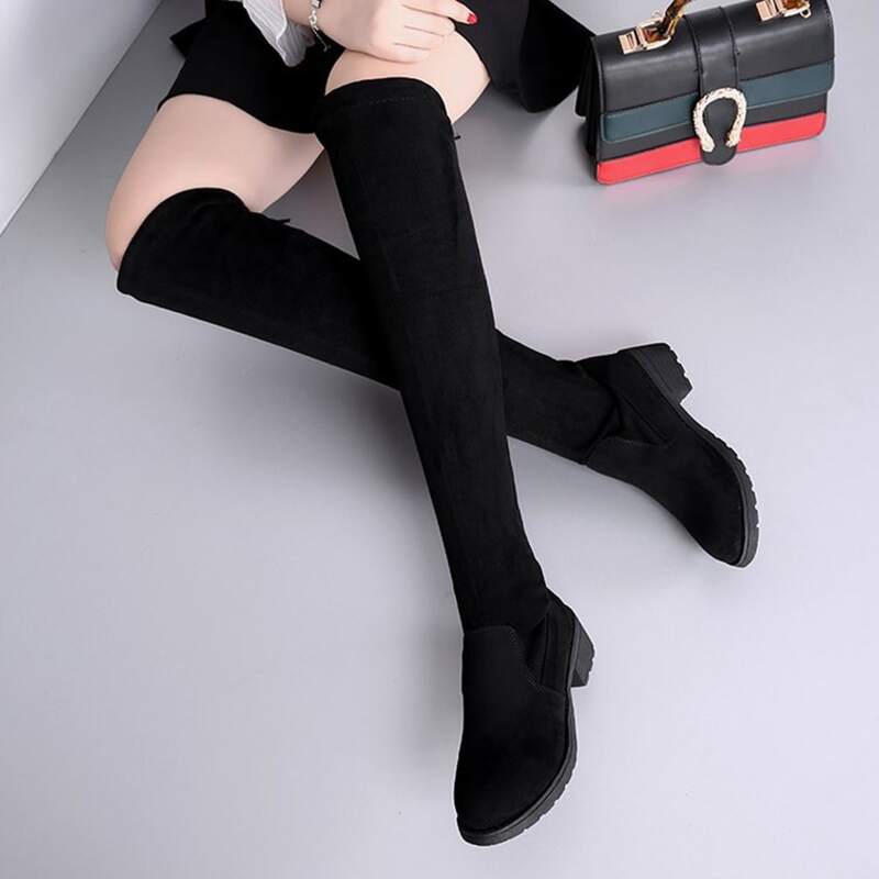 

Chunky Heeled Over-the-knee Boots, Black