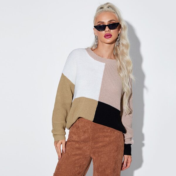 

Drop Shoulder Colorblock Sweater, Multicolor