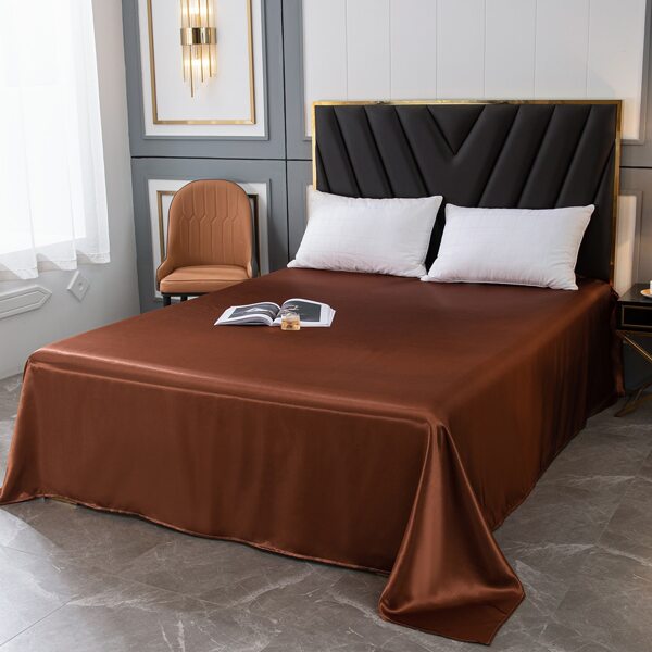 

Plain Satin Flat Sheet, Coffee brown