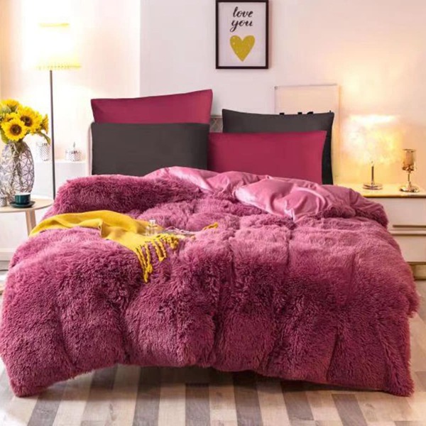 

Plain Plush Duvet Cover Without Filler, Red violet