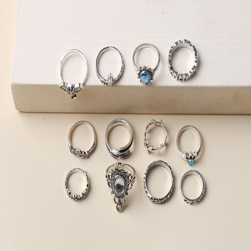 

12pcs Rhinestone Ring, Silver