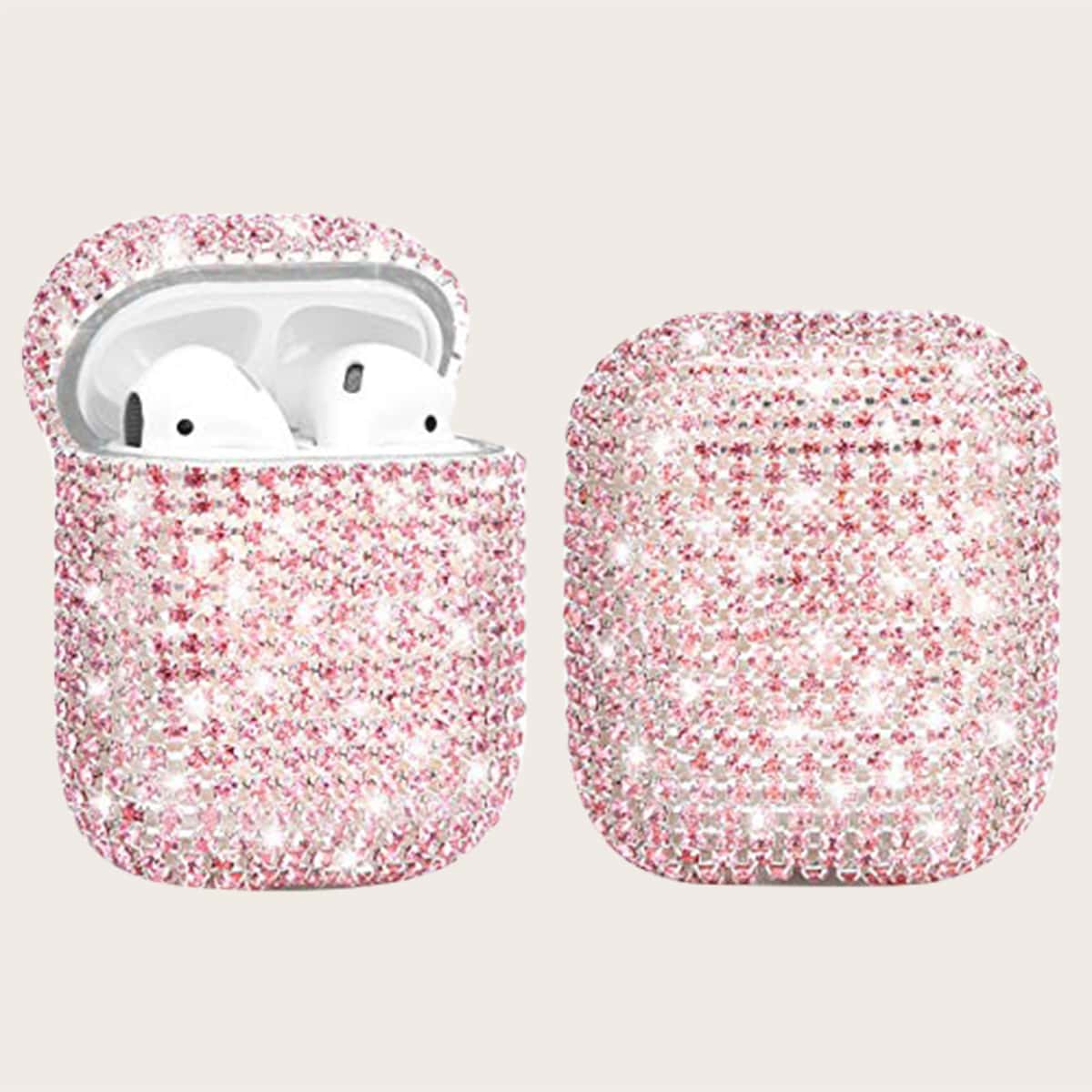 

Rhinestone Decor Airpods Case, Baby pink