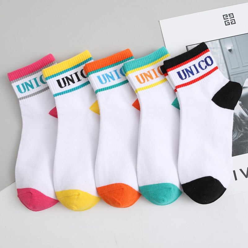 

5pairs Letter Crew Socks, Multicolor