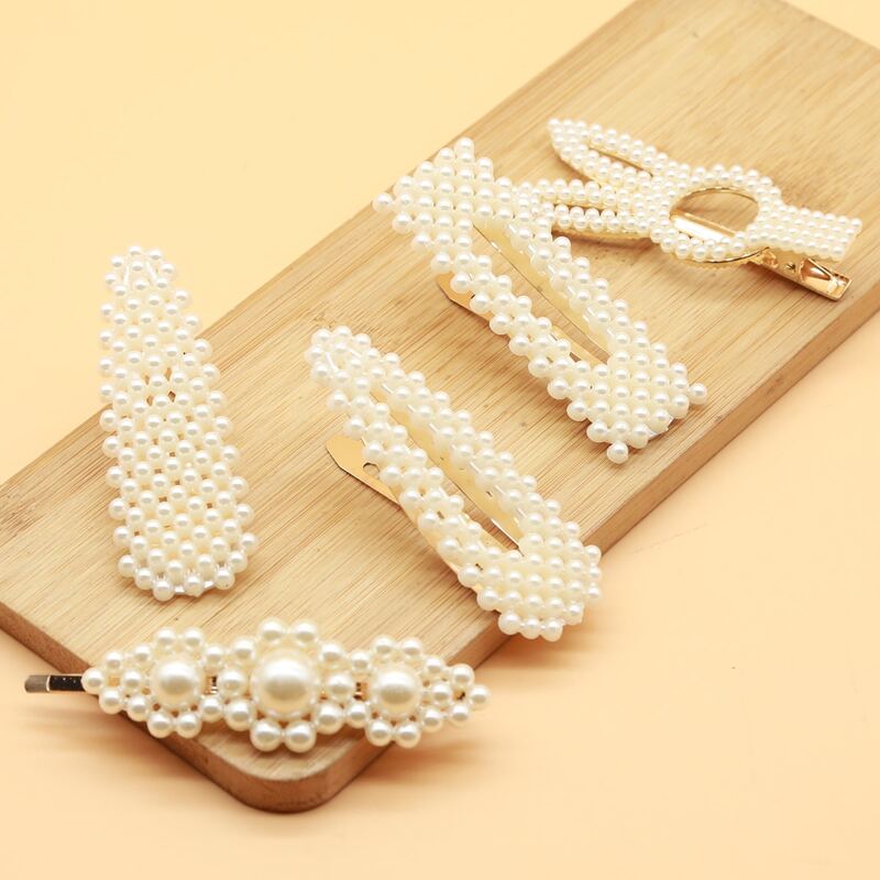 

5pcs Faux Pearl Hair Clip, White