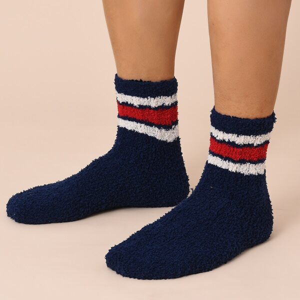 

Men Striped Fuzzy Socks, Blue