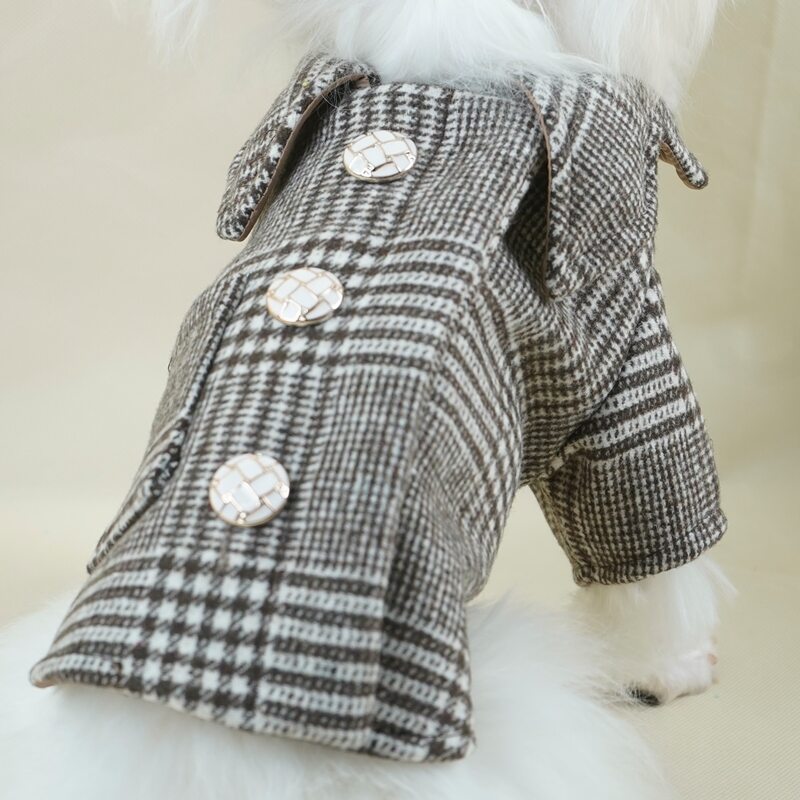 

Button Detail Plaid Dog Coat, Multicolor