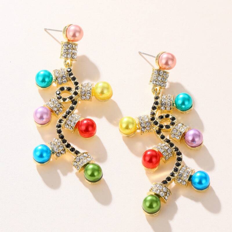 

Christmas Colorful Bulb Earrings, Gold