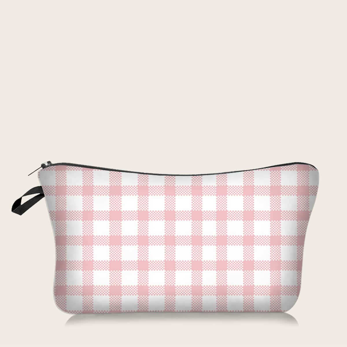 

Gingham Print Makeup Bag, Pink