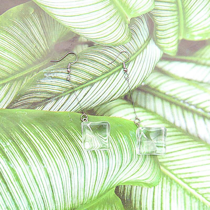 

Ice Cube Drop Earrings, Clear