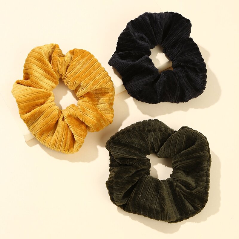 

3pcs Solid Scrunchies, Multicolor