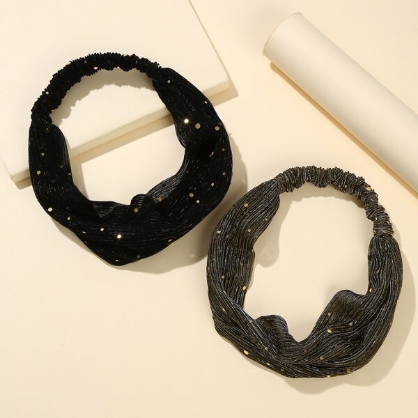 

2pcs Sequin Decor Headband, Multicolor