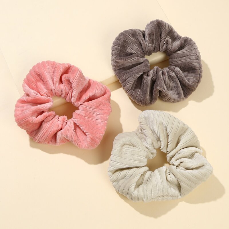

3pcs Solid Scrunchies, Multicolor