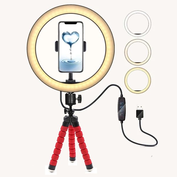 

Selfie Ring Light with Tripod Stand & Phone Holder, Red