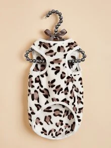 1pc Leopard Print Coral Velvet Vest For Cats, Suitable For Daily Use In Winter - Multicolor - View 4