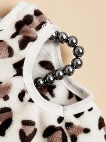 1pc Leopard Print Coral Velvet Vest For Cats, Suitable For Daily Use In Winter - Multicolor - View 6