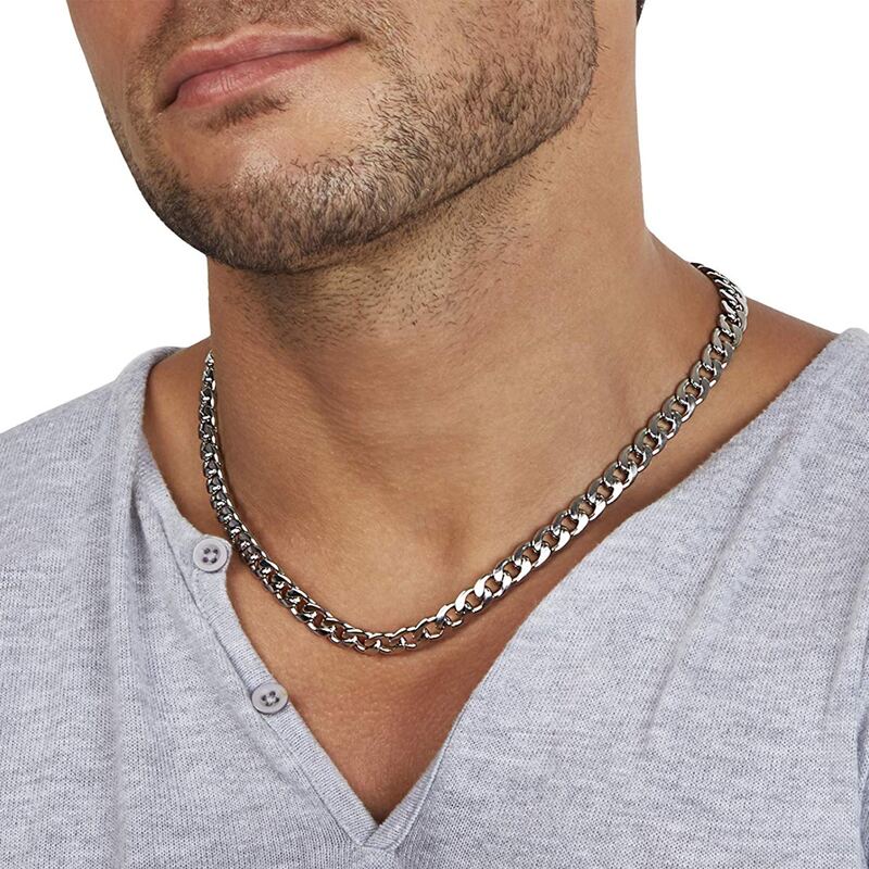 

Guys Simple Chain Necklace, Silver