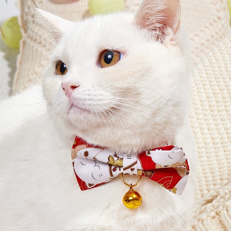 

1pc Cartoon Graphic Cat Bow Tie, Red