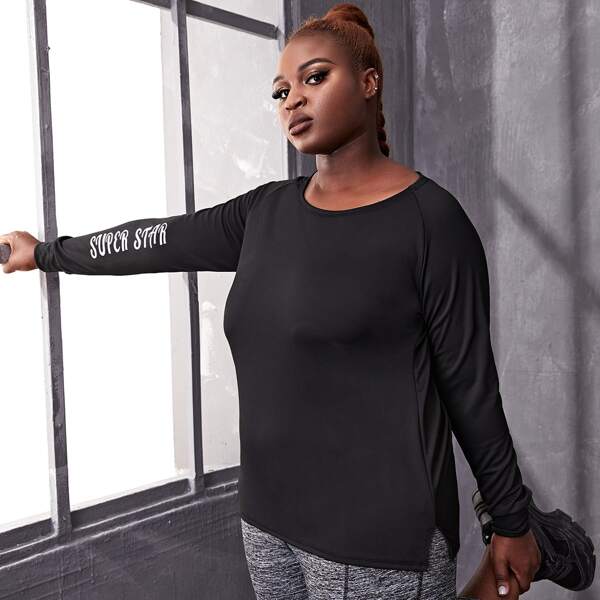 

Plus Letter Graphic Sports Tee, Black
