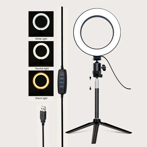 

1pc Phone Tripod With Fill Light, Black
