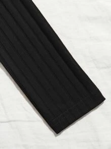 SHEIN EZwear One Shoulder Ribbed Crop Top - Black - View 4