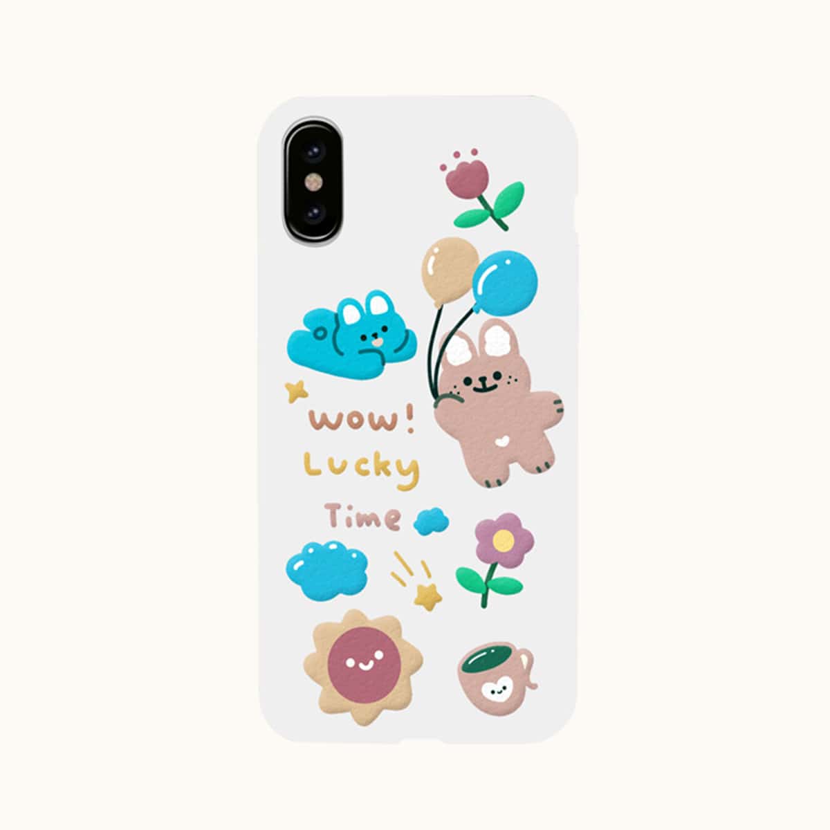 

Cartoon Bear iPhone Case, White