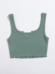 SHEIN EZwear Notched Neck Rib-knit Tank Top