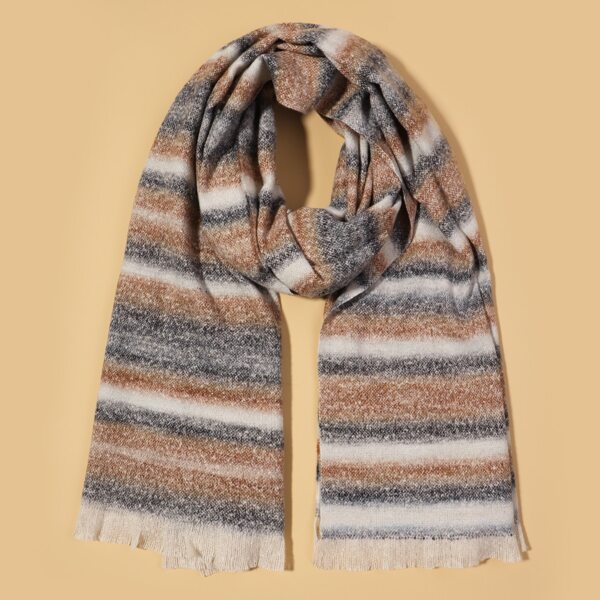 

Raw Hem Striped Scarf, Multicolor