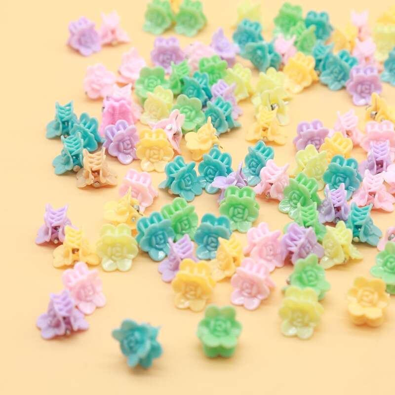 

100pcs Flower Mini Hair Claw, Multicolor