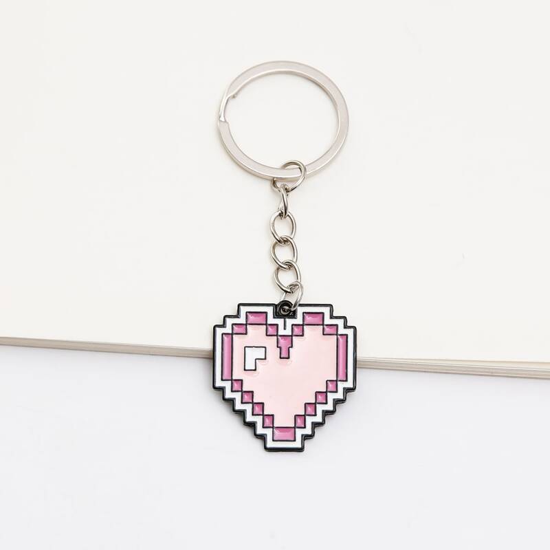 

Heart Charm Keychain, Pink