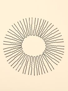 100入組極簡風格髮夾 - 黑色 - 查看 2