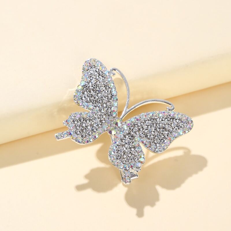 

Rhinestone Butterfly Design Hair Clip, Silver