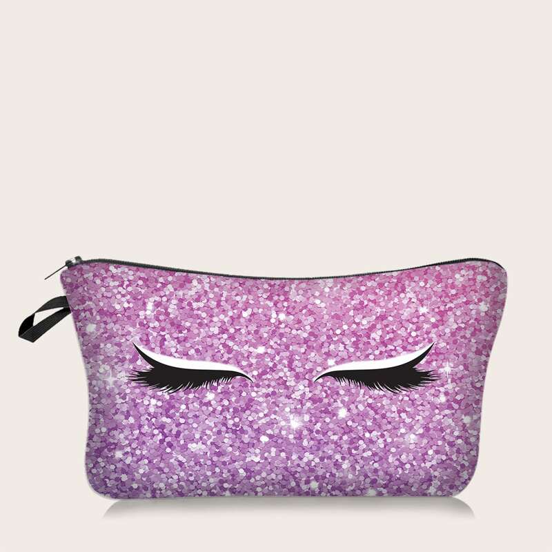 

Eyelash Print Makeup Bag, Purple