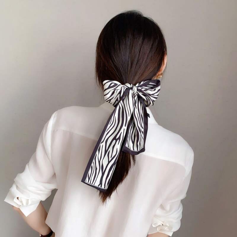 

Zebra Striped Hair Tie, Black and white