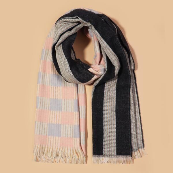 

Raw Hem Plaid Scarf, Multicolor
