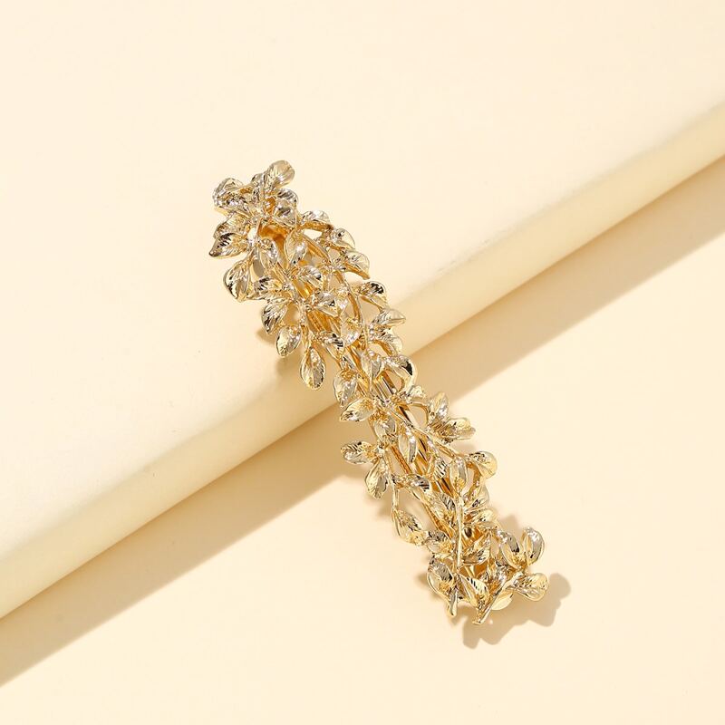

Metal Leaf Decor Hair Clip, Gold