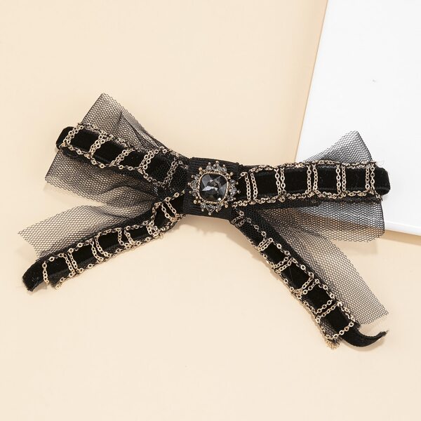 

Chain Bow Decor Hair Clip, Black