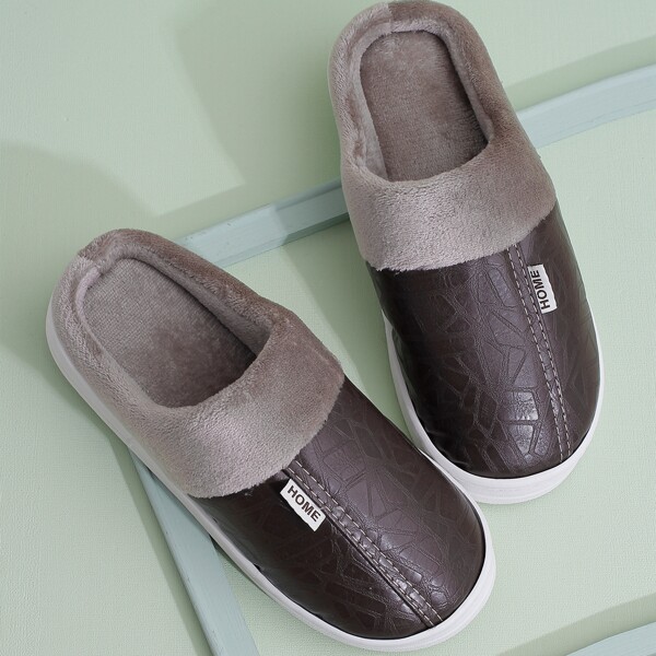 

Men Faux Fur Lined Slippers, Coffee brown