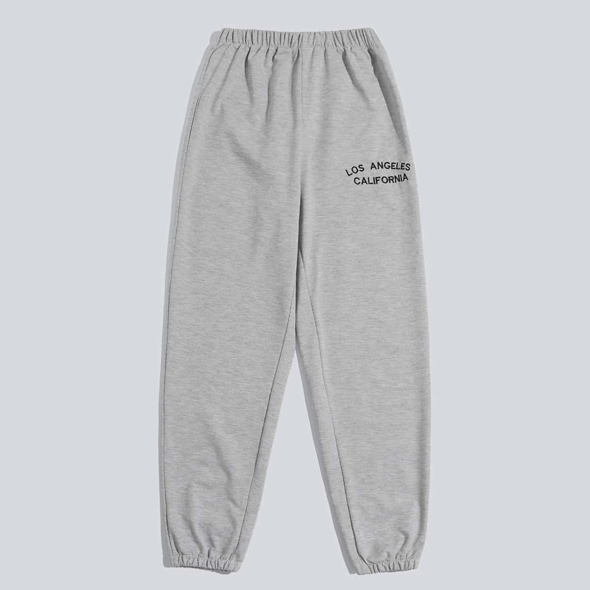 

Letter High Waist Sweatpants, Light grey