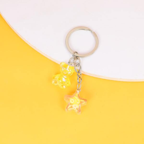 

Star & Bear Charm Keychain, Yellow