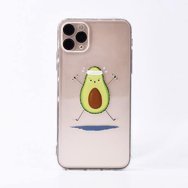 

Cartoon Avocado iPhone Case, Clear