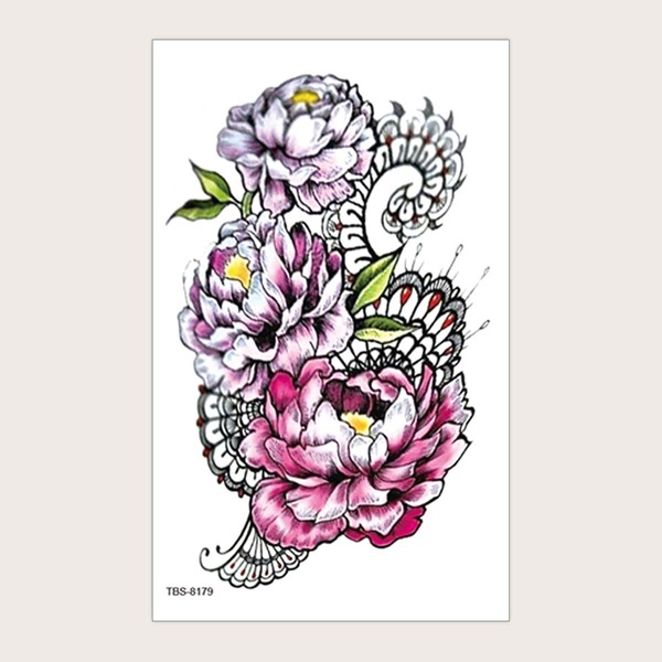 

1sheet Flower Pattern Tattoo Sticker, Multicolor