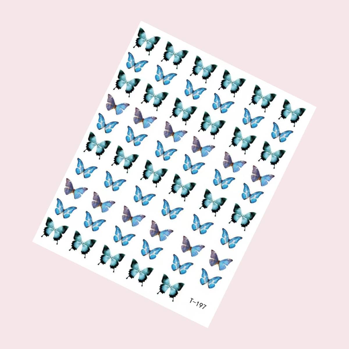 

1sheet Butterfly Nail Art Sticker, Multicolor