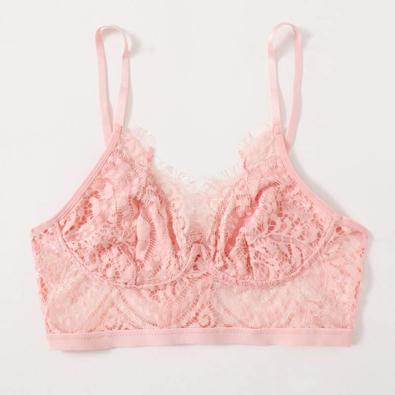 

Floral Lace Underwire Bra, Pink
