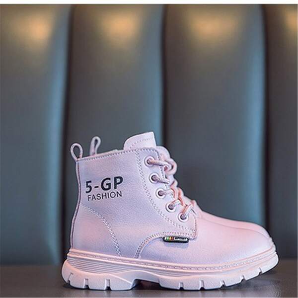 

Girls Side Zip Combat Boots, Pink
