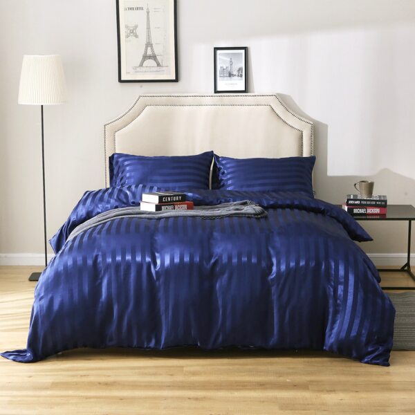 

Striped Pattern Bedding Set Without Filler, Royal blue