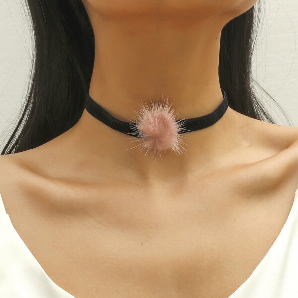

Pom Pom Decor Choker, Multicolor