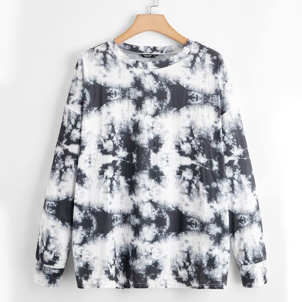 

Plus Tie Dye Drop Shoulder Sweatshirt, Multicolor