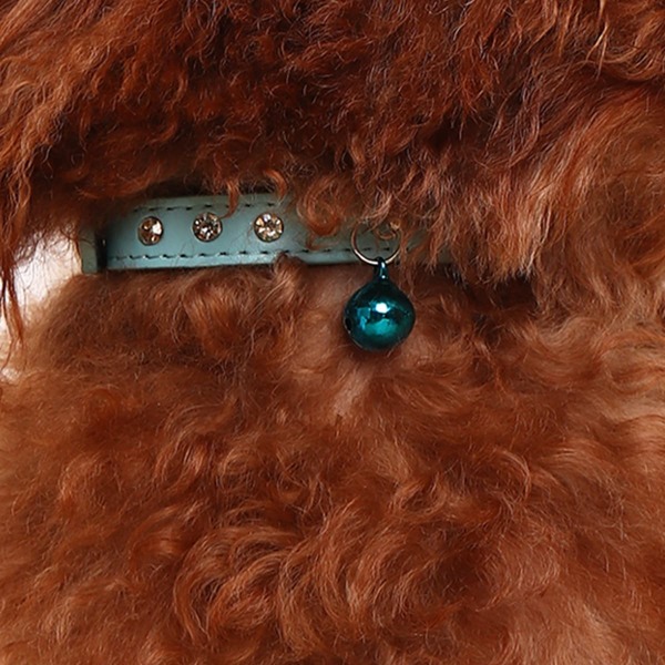 

1pc Rhinestone & Bells Decor Dog Collar, Blue